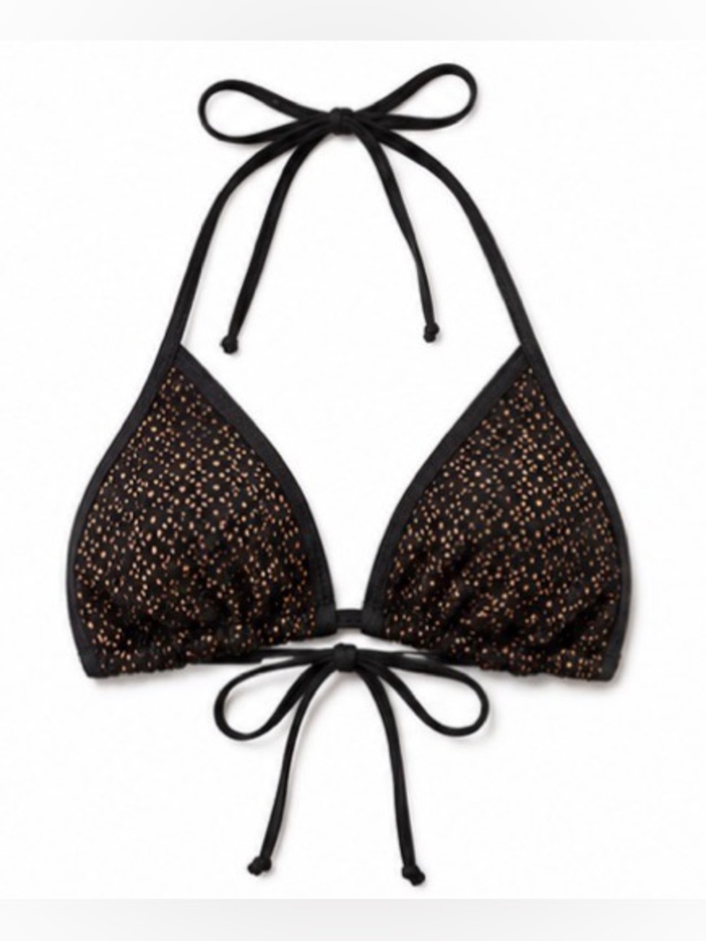 Crochet Eyelet Triangle Bikini Top Boho Festival Swimwear Neutral Tie Beach Top